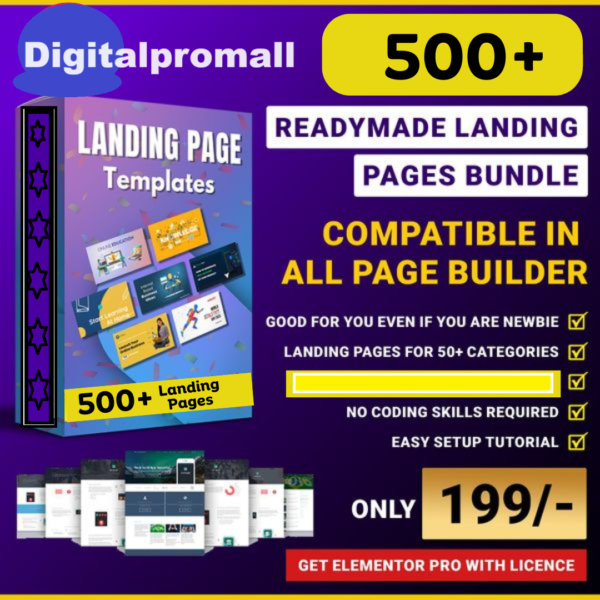 500+ Ready Made Premium Landing Page Template - Digitalpromall